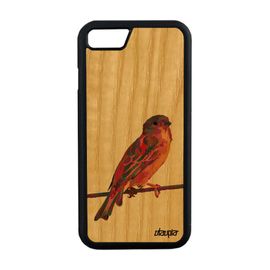 Coque Iphone 8 Bois Silicone Oiseau Portable Cover Original Moineau Petit Case Nature Violet Smartphone De