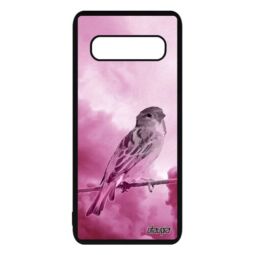 Coque silicone Samsung S10 oiseau alu souple animal design moineau ciel etui rose telephone petit animaux nature antichoc de galaxy