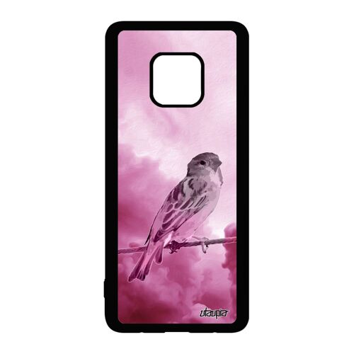Coque Huawei Mate 20 Pro Silicone Oiseau Portable Rose Petit Nature Design Ciel Noir Nuage Animaux Smartphone Animal Original De