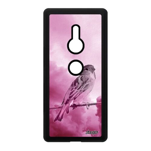 Coque Xperia Xz2 En Silicone Oiseau Rose Portable Nuage Smartphone Animal Nature Solide Noir Petit Ciel Design Made In France Sony