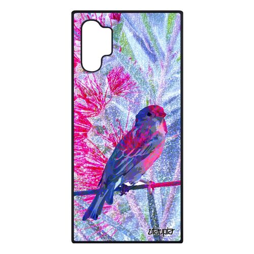 Coque silicone Note 10+ Plus oiseau original souple bleu petit telephone rigide fleurs animaux design animal portable Samsung galaxy
