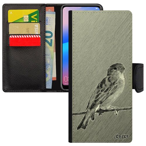 Coque Rabat Samsung Galaxy A05s En Simili Cuir Portefeuille Oiseau Personnalisé Dessin Animal Animaux Nature À Clapet De Protection