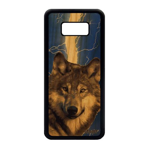 Coque Loup Pour Samsung S8+ Plus En Bois Silicone Animaux Orage Predateur Animal Antichoc Foudre De Protection Personnalisé Galaxy