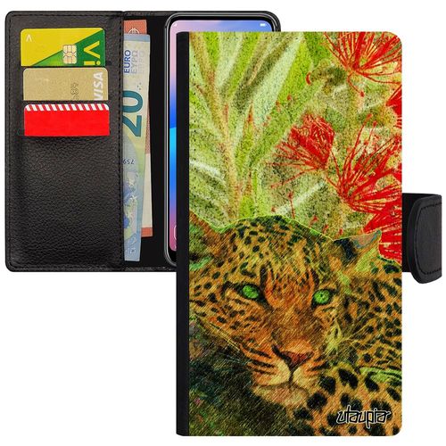 Coque Rabat Iphone 11 Pro Porte Cartes Leopard Guepard Jaguar Telephone Vert Design Predateur Etui Fleurs 4g Sauvage Animal De