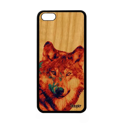 Coque Bois Loup Pour Iphone 5c Silicone Rouge Animal Design Animaux Predateur Smartphone Housse Jolie Bête Sauvage Louve Case Apple
