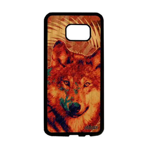 Coque Samsung Galaxy S7 Edge Bois Silicone Loup Portable Telephone Animaux Design Predateur Smartphone Louve Mandala Bête Sauvage De