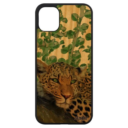 Coque Bois Pour Iphone 11 Silicone Leopard Guepard Jaguar Noir Design Afrique Animaux Nature Fauve Vert Plante 256 Go De