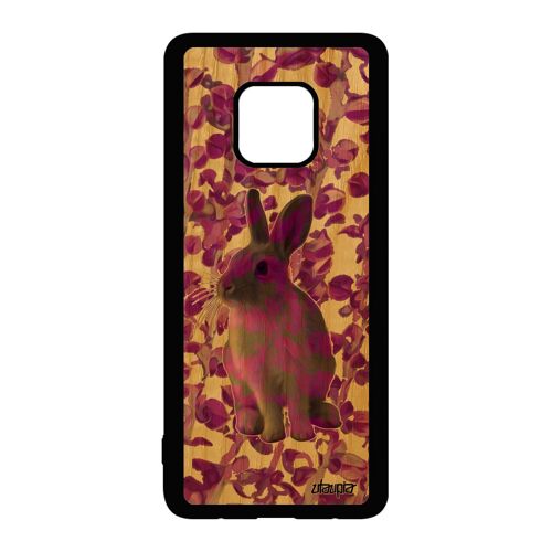 Coque Mate 20 Pro bois silicone lapin lièvre antichoc animal animaux belier mignon lapine plante dessin design telephone rose Huawei