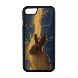 Coque Iphone 8 Bois Silicone Lapin Case Lièvre Foudre Animal Bleu Lapine Personnalisé Orage Design Eclair Nain Animaux Housse