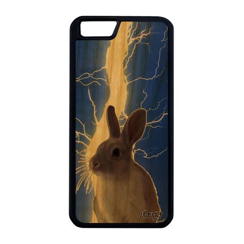 Coque Lapin Pour Iphone 6+ 6s+ Plus Bois Naturel Silicone Animaux Animal Souple Nain 32 Go Rigide Foudre Portable Design Orage