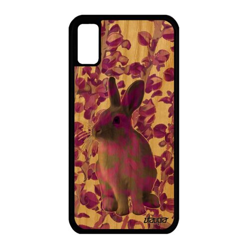 Coque Iphone X En Bois Silicone Lapin Rigide Belier Lièvre Design Noir Case Nature Lapine Rose Animal Plante Mignon De Paques