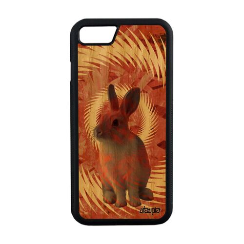 Coque Antichoc Iphone 7 En Bois Et Silicone Lapin Lapine De Paques Pas Cher Mandala Lièvre Joli Animal Mobile Texture Animaux