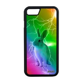 Coque Iphone 8 Silicone Lapin Etui Arc En Ciel Lapine Pas Cher Vert Rigide Design Animaux Lièvre Animal Nain Eclair De Paques