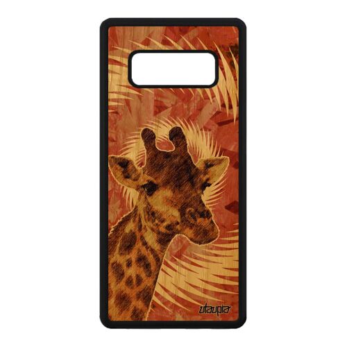 Coque silicone girafe pour Samsung Note 8 bois smartphone telephone solide texture tache animaux orange case savane animal de galaxy