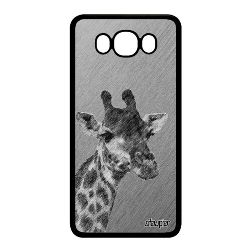Coque Girafe Galaxy J7 2016 Silicone Noir Tacheté Dessin Animaux Animal Design Afrique Smartphone Telephone Gris Savane Case Samsung