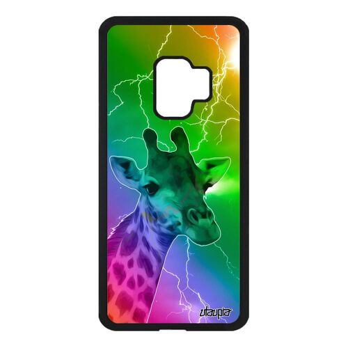 Coque Girafe Antichoc Pour Samsung S9 Silicone Etui Multicolore Tache Eclair Animal Animaux Arc En Ciel Afrique Personnalisé Galaxy