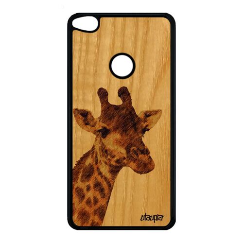 Coque silicone Huawei Honor 8 Lite en bois girafe nature animal marron savane 4G case design jolie animaux afrique bumper tache de