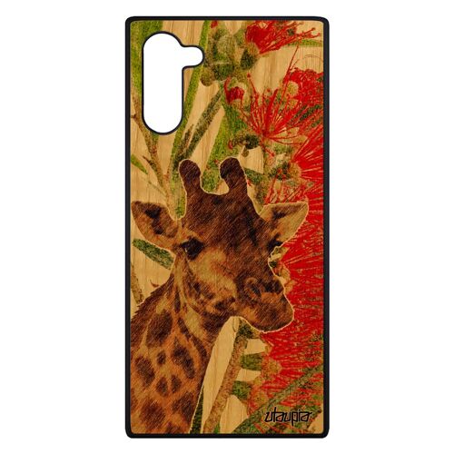 Coque bois veritable pour Note 10 silicone girafe design unique nature noir animaux peinture rigide animal tacheté de Samsung galaxy