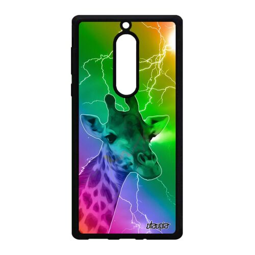 Coque Pour Nokia 5 Silicone Girafe Arc En Ciel Eclair Tache Savane Noir Design Telephone Animaux Vert Rigide Antichoc Animal Bumper