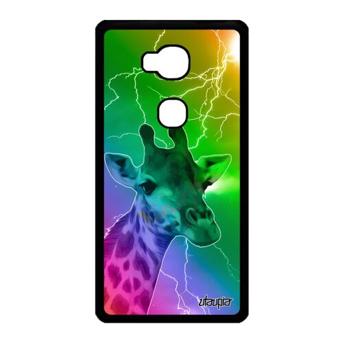 Coque Honor 5x Silicone Girafe Eclair Savane Animal Portable Vert Case Smartphone Animaux Arc En Ciel Multicolore Caoutchouc Afrique