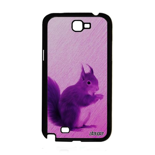 Coque Ecureuil Samsung Galaxy Note 2 Silicone Mignon Design Housse Texture Animaux Foret 4g Dessin Etui Animal Rose Jolie De