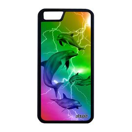 Coque Dauphin Pour Iphone 6+ 6s+ Plus Silicone Eclair Antichoc Telephone Multicolore Jaune Design Marin Marsouin Original Etui