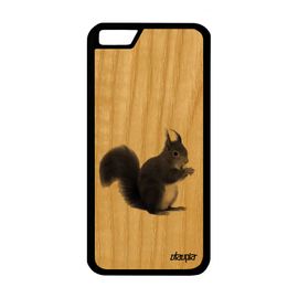 Coque Pour Iphone 6 6s En Bois Silicone Ecureuil Jolie Antichoc Unique Animaux Etui Design 4g Nature Foret Gris Animal Mignon