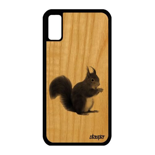 Coque Iphone Xs Bois Silicone Ecureuil Jolie Design Mignon Nature Animaux De Protection Dessin Animal Foret 4g Etui Telephone