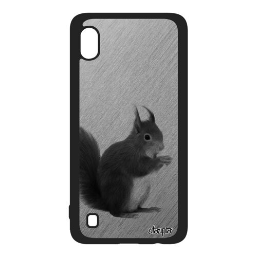 Coque Pour Samsung A10 En Silicone Ecureuil Gris Noir De Protection Effet Mignon Smartphone Dessin Animaux Foret Tpu Design Galaxy