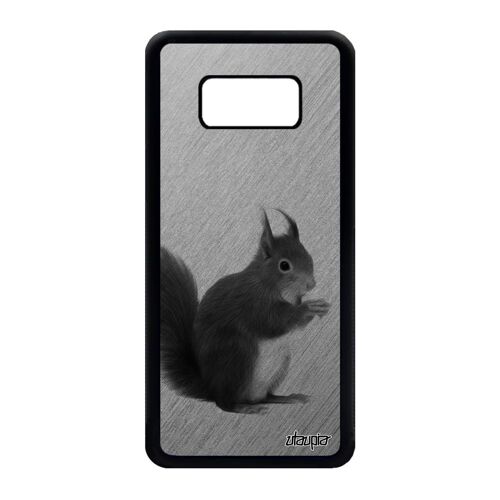 Coque antichoc pour Samsung S8 silicone ecureuil foret dessin animaux rigide mignon etui effet gris telephone design animal galaxy