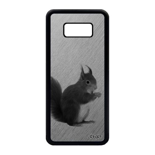 Coque Silicone Ecureuil Pour Samsung S8+ Plus Motif Foret Telephone Mignon Noir 4g Case Gris Animal Animaux Design Effet De Galaxy