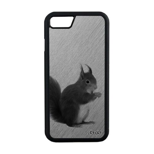 Coque pour iPhone 7 silicone ecureuil gris dessin portable effet animaux foret animal unique TPU rigide case mignon design de