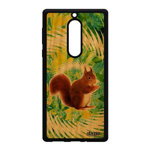 Coque ecureuil pour Nokia 5 bois silicone portable design texture foret telephone mignon mobile mandala vert etui animaux animal de