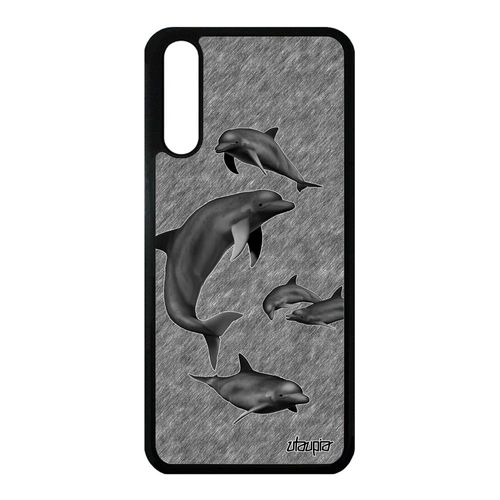 Coque Dauphin Huawei P20 Silicone Effet Case Etui Ocean Animaux Smartphone Animal Marsouin Cover Mer Solide Design Fonds Marins Gris