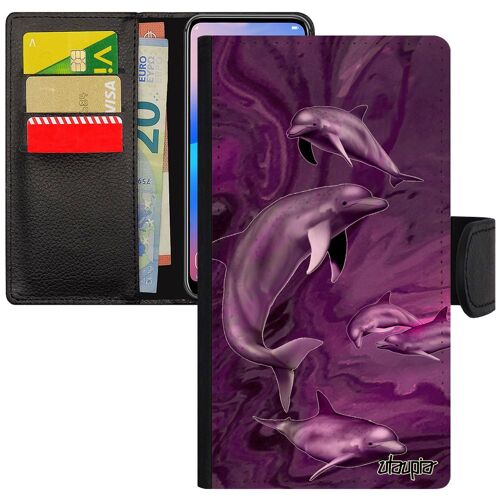 Coque Galaxy A5 2016 Simili Cuir Portefeuille Porte Cartes Dauphin Peinture Animal Design Bumper Antichoc Smartphone Ocean Samsung