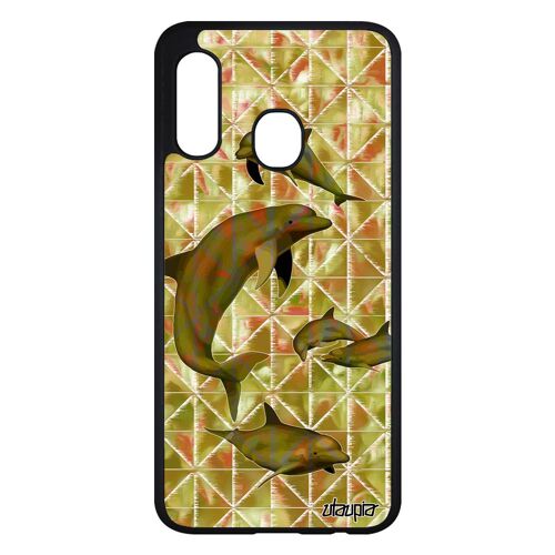 Coque En Silicone Dauphin Samsung Galaxy A20e Sm-A202f/Ds Animal De Protection Mer Etui Mobile Pas Cher Fonds Marins Geometrie Ocean
