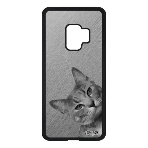 Coque pour Galaxy S9 silicone chat felin matou housse dessin animaux chaton lol cat 4G effet gris portable unique animal de Samsung