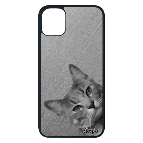 Coque Chat Iphone 11 Pro Max Silicone Chaton Animal Smartphone Gris Lol Cat Animaux Design Noir Effet Matou Housse Unique