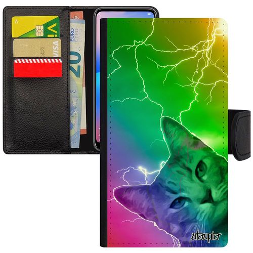 Coque Rigide Iphone 11 Pro Portefeuille Porte Cartes Silicone Chat Motif Eclair Animaux Animal Housse Vert Chaton Etui Design