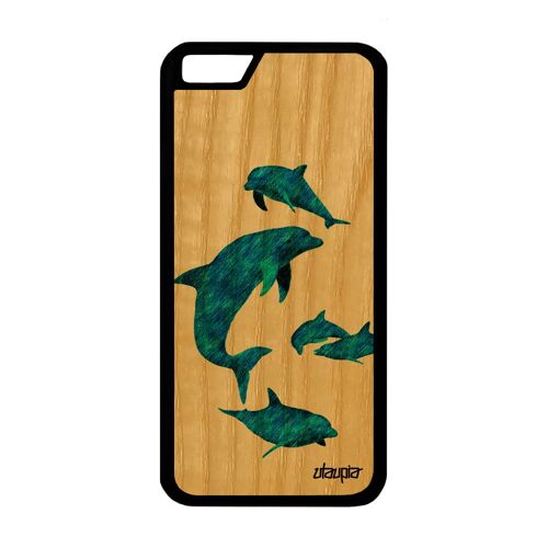 Coque Bois Pour Iphone 6 6s Silicone Dauphin Animaux Ocean De Protection Design Marin Rigide Bleu Housse Animal Made In France
