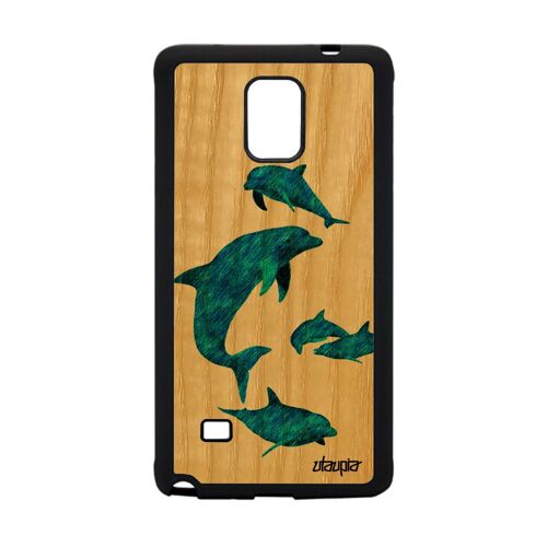 Coque Bois Pour Samsung Note 4 Silicone Dauphin Jolie Animaux Ocean Housse Animal Design Marsouin Mer Marin Nature Rigide De Galaxy