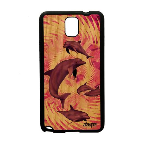Coque Silicone Dauphin De Protection Rigide Pour Samsung Note 3 En Bois Marin Animaux Design Mandala Texture Animal Mer Case Galaxy