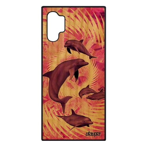 Coque Pour Samsung Note 10+ Plus Bois Silicone Dauphin Tpu Design Texture Mandala Rose Ocean Mer Etui Animaux Noir 4g Marin Galaxy