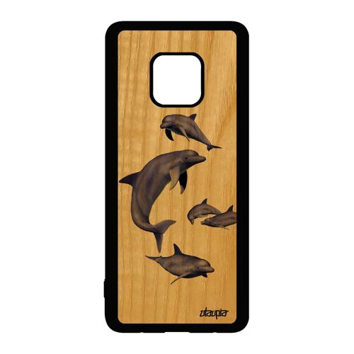 Coque Silicone Pour Huawei Mate 20 Pro Bois Dauphin Portable Case Marsouin 4g Peinture Ocean Fonds Marins Nature Mer Made In France