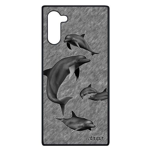 Coque Samsung Note 10 silicone dauphin gris effet design fonds marins mer telephone animaux etui cover ocean animal dessin de galaxy