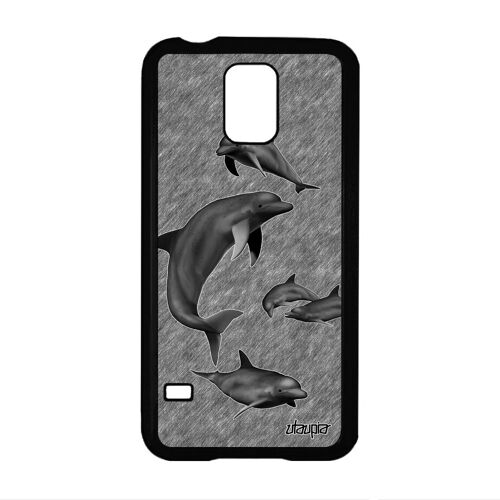 Coque silicone S5 dauphin ocean design smartphone gel fonds marins case gris effet dessin marsouin portable mer de Samsung galaxy