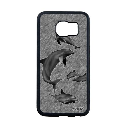 Coque Samsung S6 Edge silicone dauphin de protection animal smartphone design animaux gel marsouin dessin gris made in France galaxy
