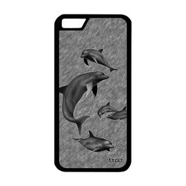 Coque Silicone Iphone 6 6s Dauphin Design Effet Souple Marsouin Dessin Fonds Marins Ocean Gris Etui Animal Smartphone Antichoc