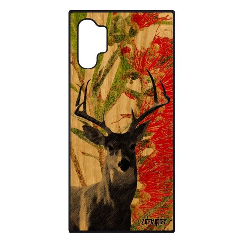 Coque Silicone Samsung Galaxy Note 10+ Plus Bois Cerf Vert Foret Telephone Nature Unique Animaux Design Biche 4g Noir Animal Cervide