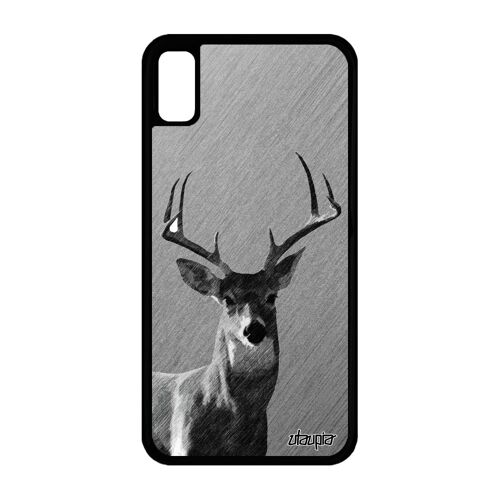 Coque silicone iPhone XR cerf gris design foret animaux faon motif effet cervide brame de protection telephone smartphone etui